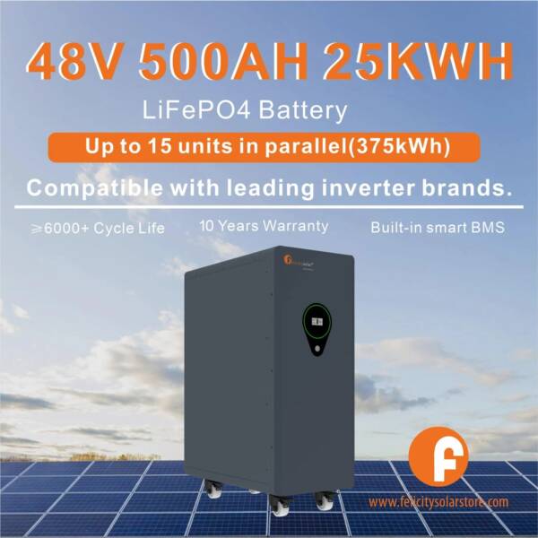 Felicity Solar 25KW 48V 500AH FLA Lithium Battery