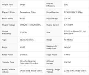 Must Solar Inverter 3KW VHM Hybrid Lebanon