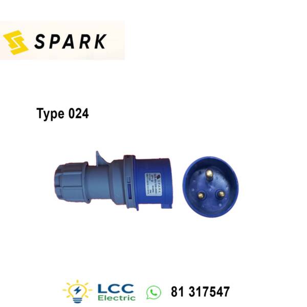 Heavy-Duty Spark Type 024 PLUG IP44 3P+E 32A/400V RED