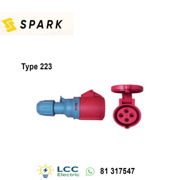 Heavy-Duty Spark Type 223 Portable Socket IP44 2P+E 32A/230V BLUE