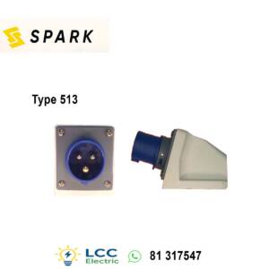 Heavy-Duty Spark Type 513 Wall Mounted Plug IP44 2P+E 16A/230V BLUE
