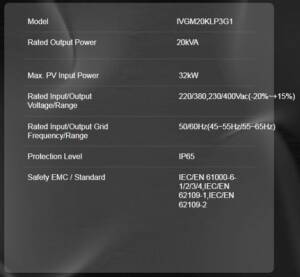 Felicity Solar 20KW IVGM20KLP3G1 Three Phase 