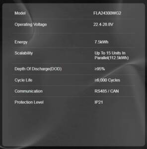 Felicity Solar 7.5KW 24V FLA24300WG2 Lithium Battery