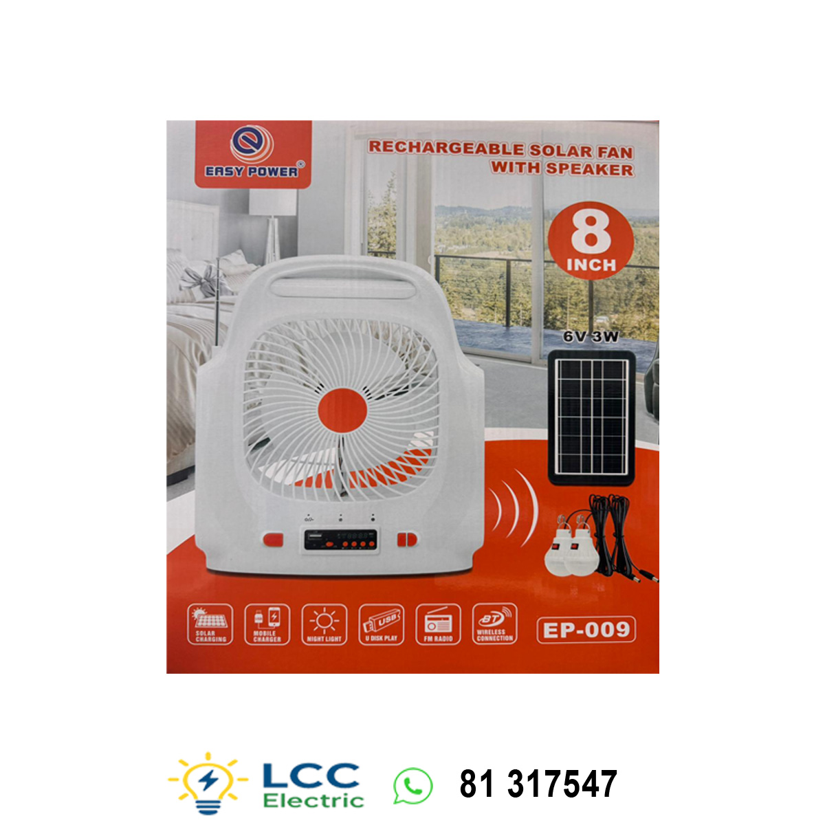 Powerful Rechargeable Solar Fan With Speaker